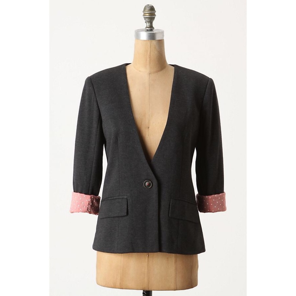 Anthropologie Gray Cartonnier Sans Collar Blazer